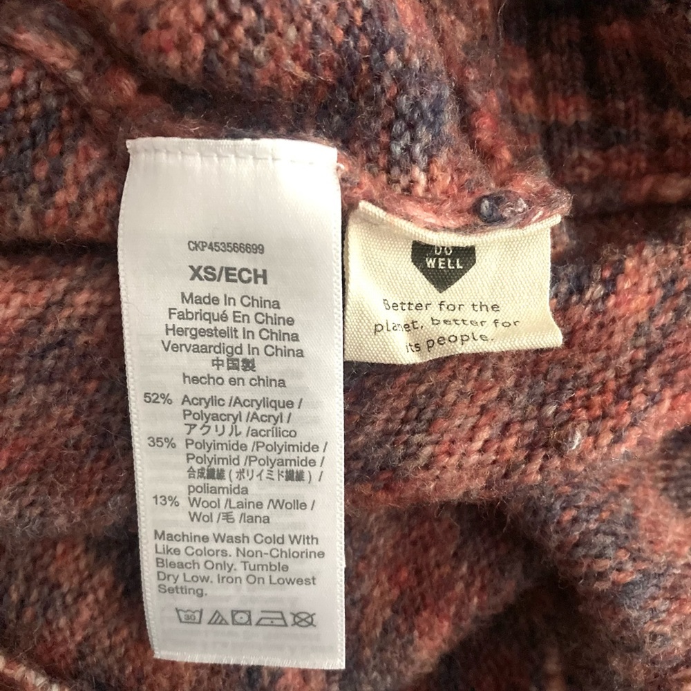 madewell space dyed birchmont side button knit crop sweater pullover jumper xs - Picture 12 of 12